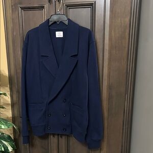 Noah NYC 100% Cotton Double-Breasted Navy Rugby Cardigan/Jacket